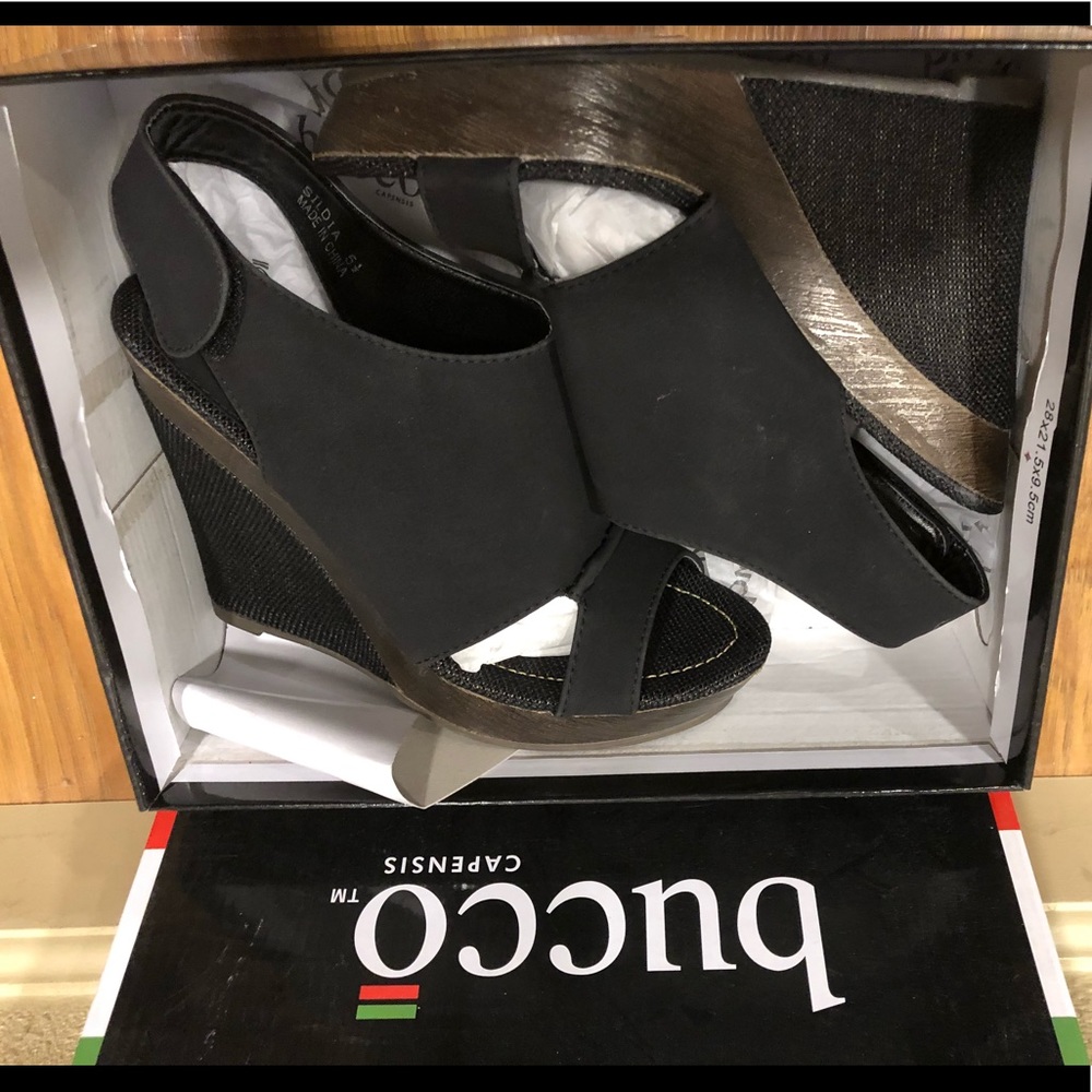 BUCCO BLACK/BROWN WEDGES